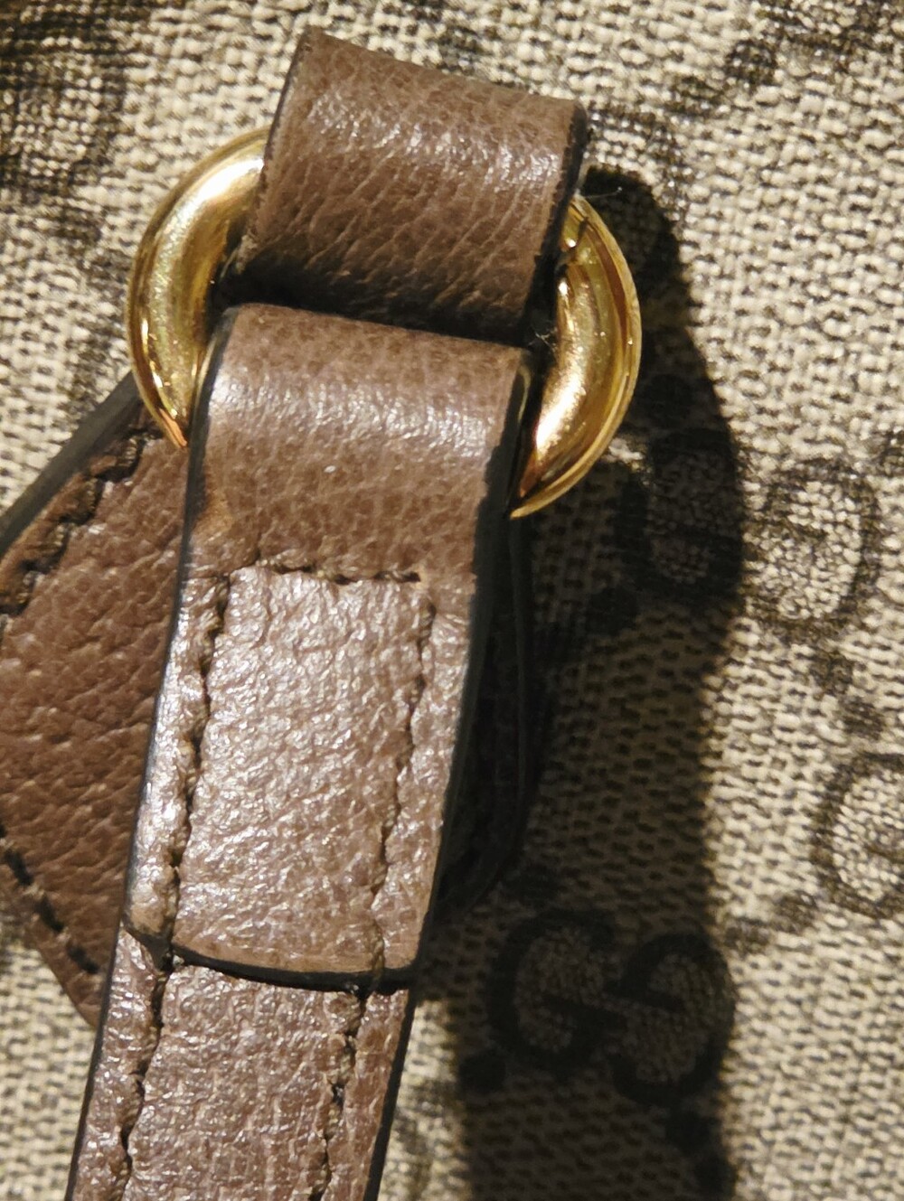 Gucci Ophidia Beige GG Canvas Tote with Brown Trim and Green-Red Web - Picture 10 of 16